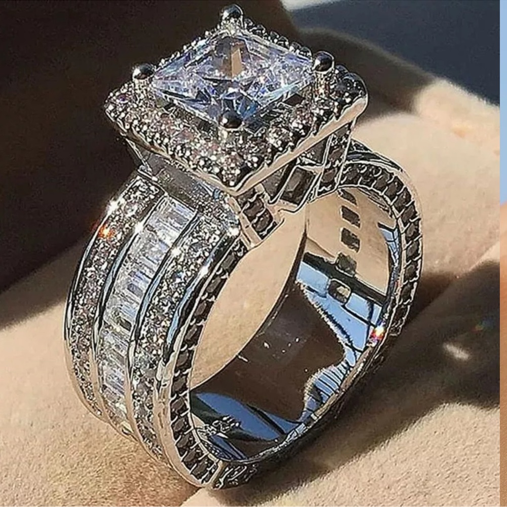 Elegant  silver Rings Cubic Zirconia Wedding Ring